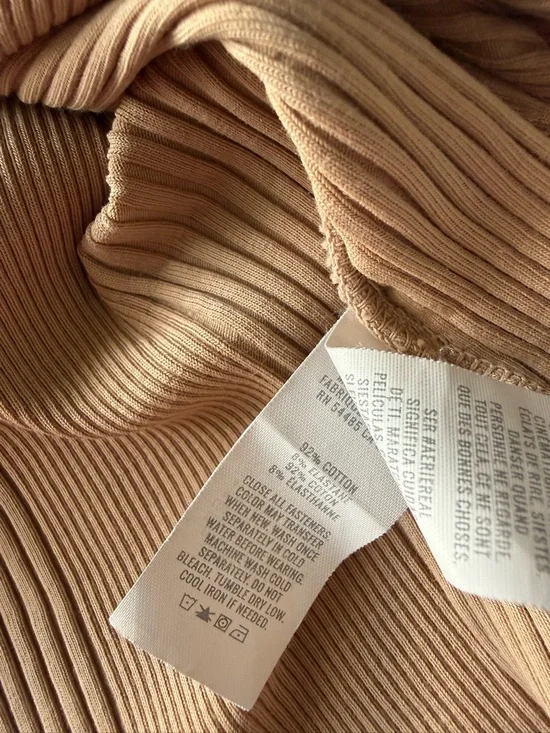 Aerie Ribbed Long Sleeve Henley Top Taupe Brown Size Large - Picture 5 of 5